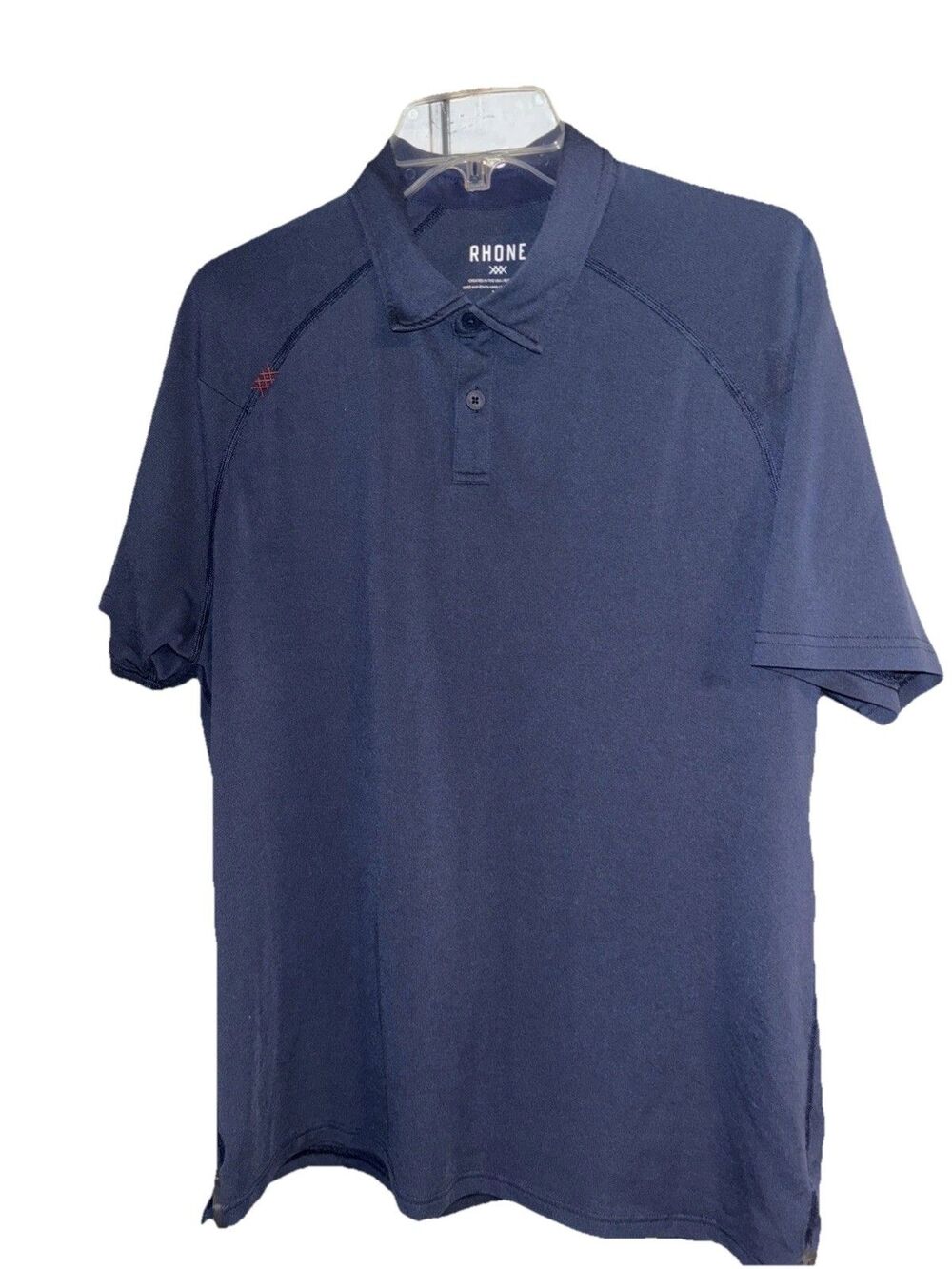 Rhone Polo Shirt Mens Large Blue Pique Performance Golf Stretch Short Sleeve